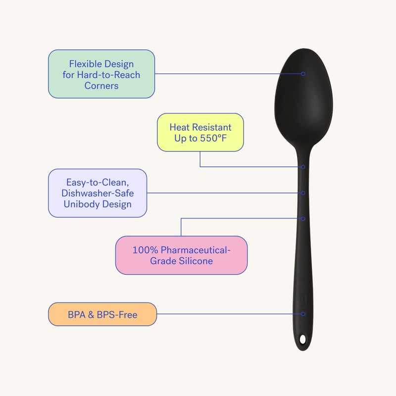 GIR: Get It Right Silicone Spoon, High Heat Resistant Kitchen Tool - Non toxic cooking utensils for Nonstick Cookware, Cooking, Baking and Mixing, Perforated - 13IN, Red - Image 1